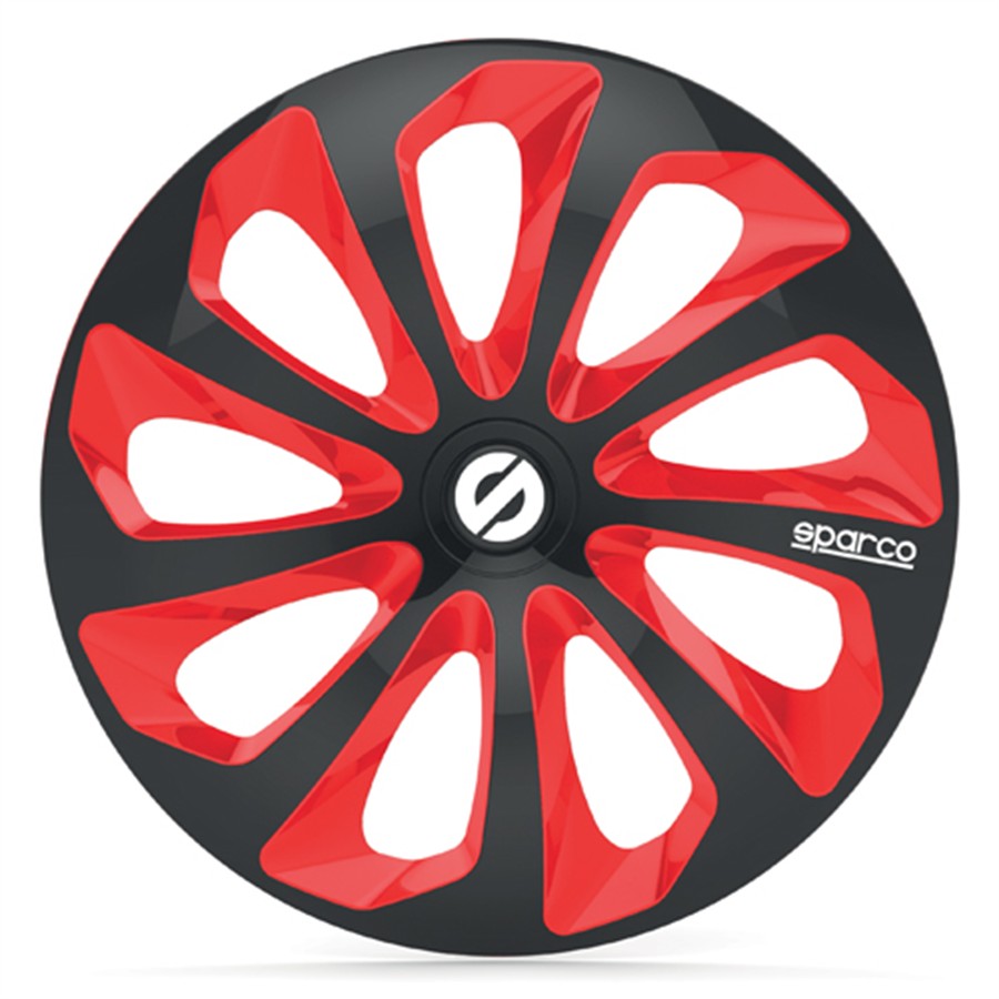 4 Enjoliveurs Noir/rouge Sparco Sicilia 14 Pouces
