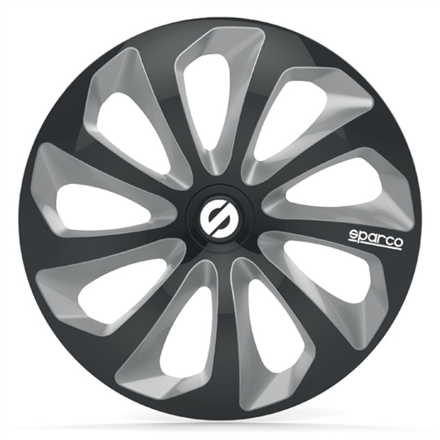 4 Enjoliveurs Noir/argent Sparco Sicilia 13 Pouces