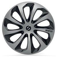 Jeu D'Enjoliveurs Sparco Varese 16 Pouces Argent/Noir - Look Sportif Racing Pour Jantes 16"