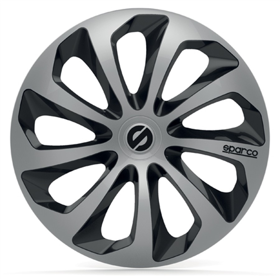 4 Enjoliveurs Argent/noir Sparco Sicilia 14 Pouces