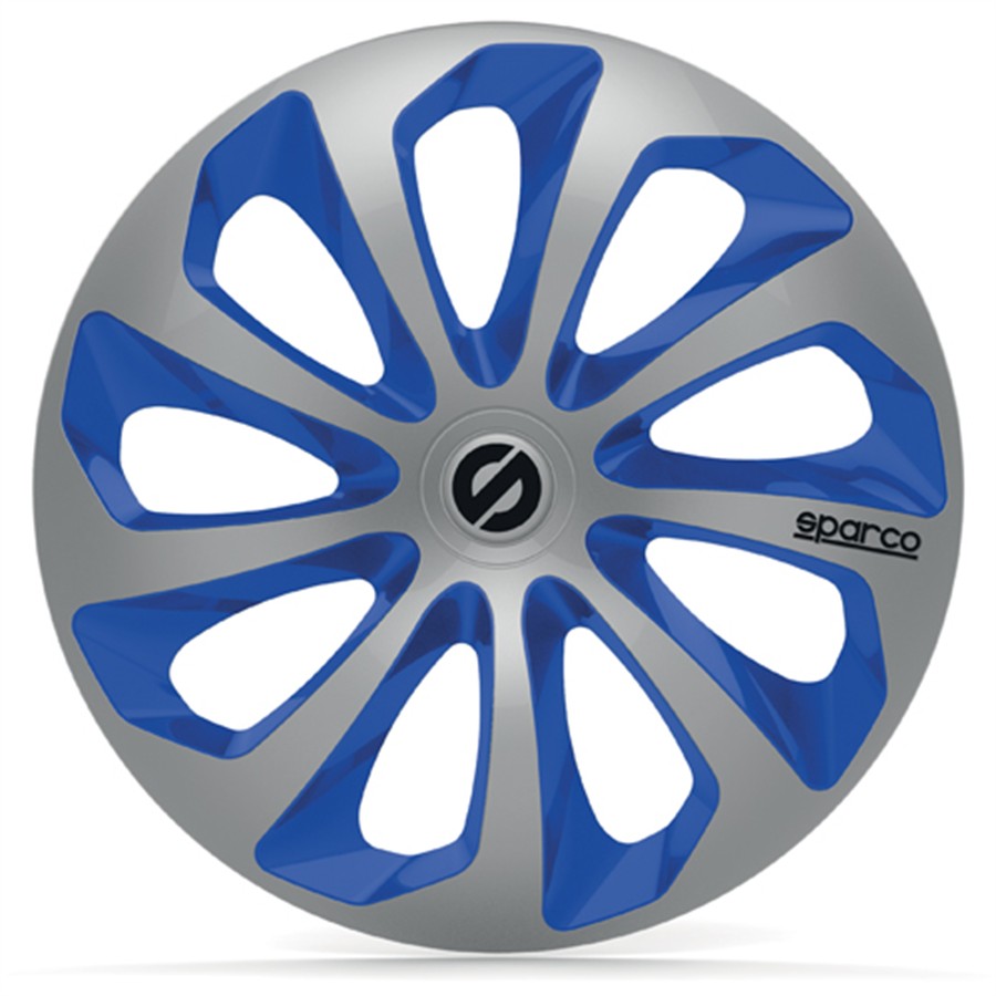 SPARCO 4 Enjoliveurs Argent/bleu  Sicilia 15 Pouces