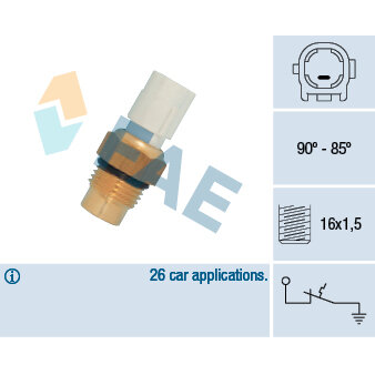 FAE F37630 Thermocontact Pour Ventilateur – Filetage M16x1,5, 1 Pôle, Fermeture 80°C, Ouverture 85°C, Pour Refroidissement Auto