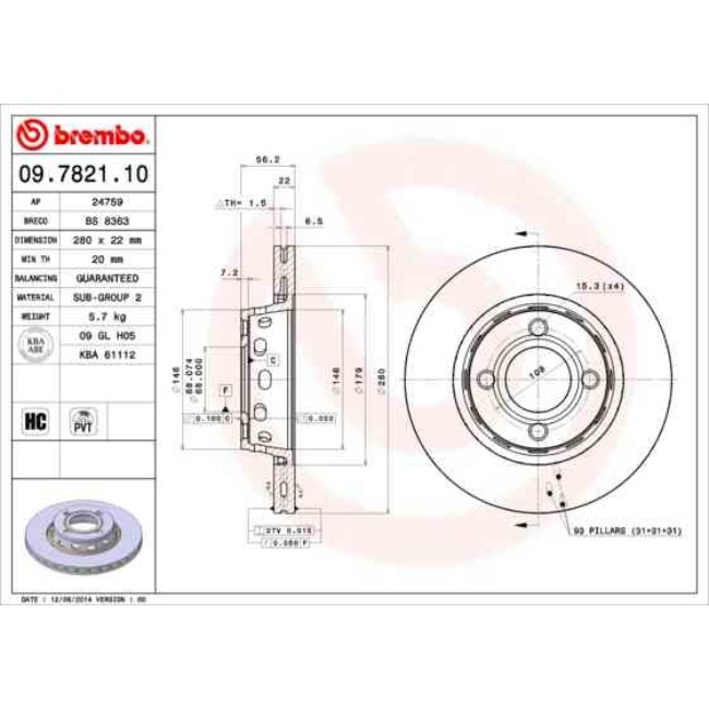 2 Disques De Frein Brembo 09.7821.10