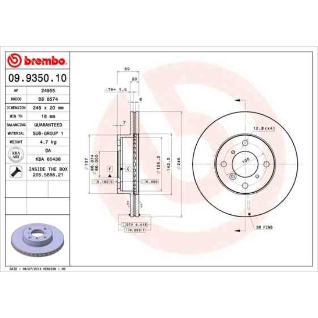 2 Disques De Frein Brembo 09.9350.10
