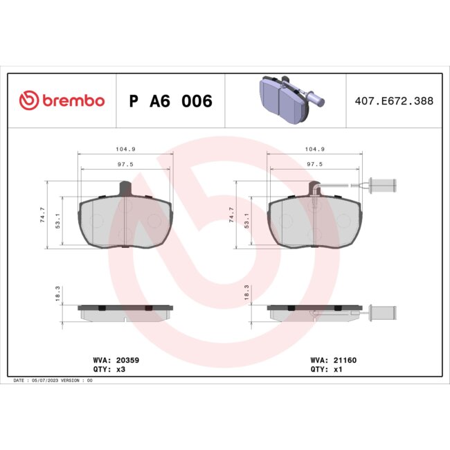 4 Plaquettes De Frein Brembo Pa6006