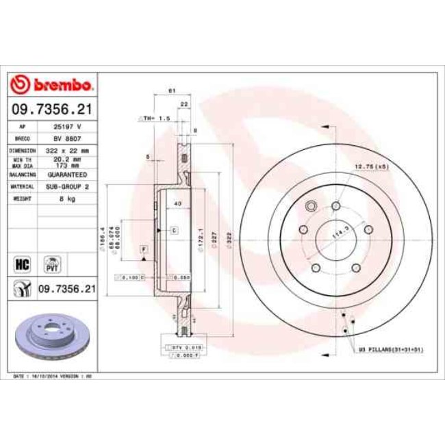 2 Disques De Frein Brembo Vernis Uv 09.7356.21