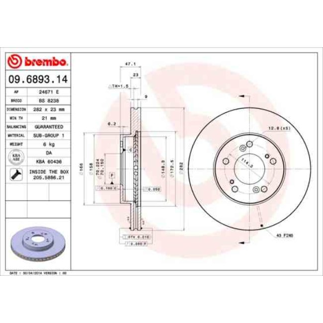 2 Disques De Frein Brembo Vernis Uv 09.6893.11