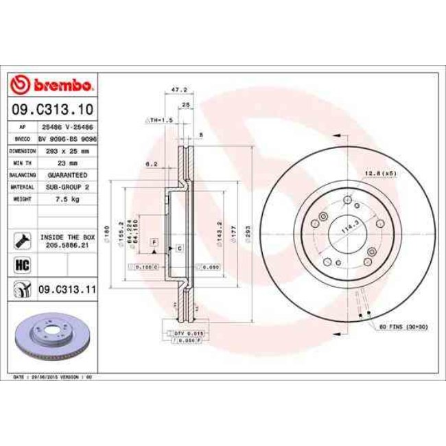 2 Disques De Frein Brembo Vernis Uv 09.c313.11