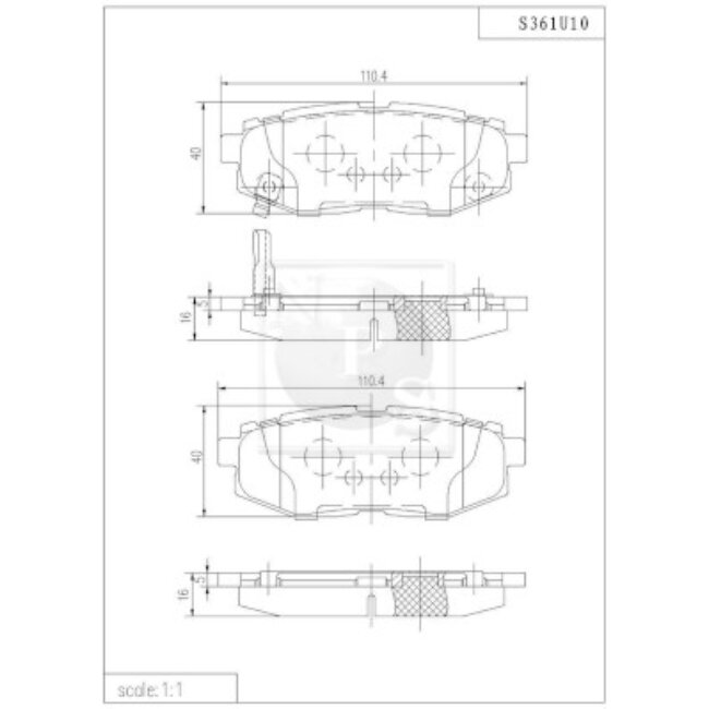 4 Plaquettes De Frein Nps S361u10