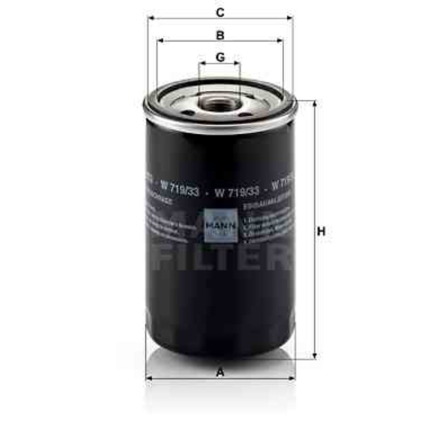 MANN FILTER Filtre a  huile MANN-FILTER W 719/33 (X1)