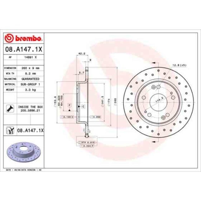 2 Disques De Frein Brembo Xtra Vernis Uv 08.a147.1x