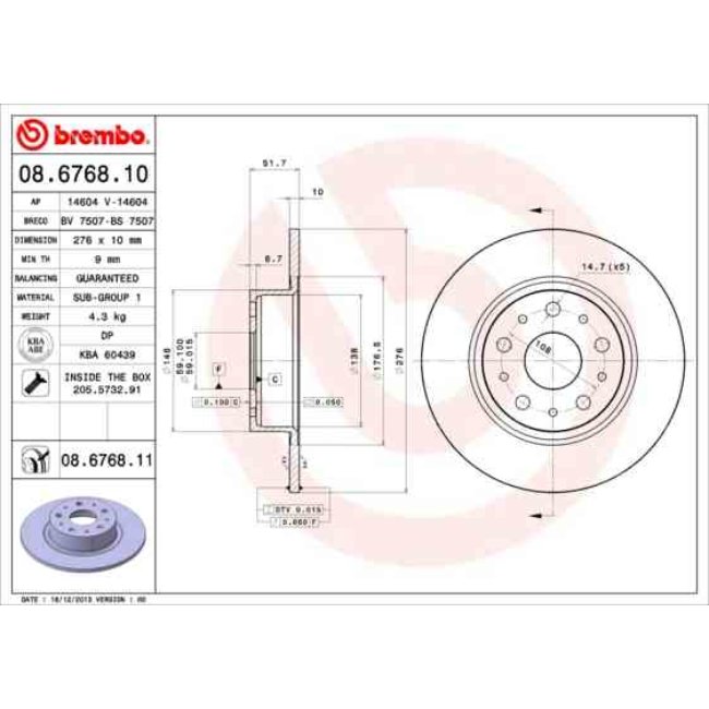 2 Disques De Frein Brembo 08.6768.11