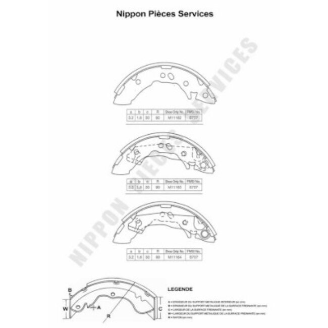 Jeu De 4 Mâchoires De Frein Nps H350i02