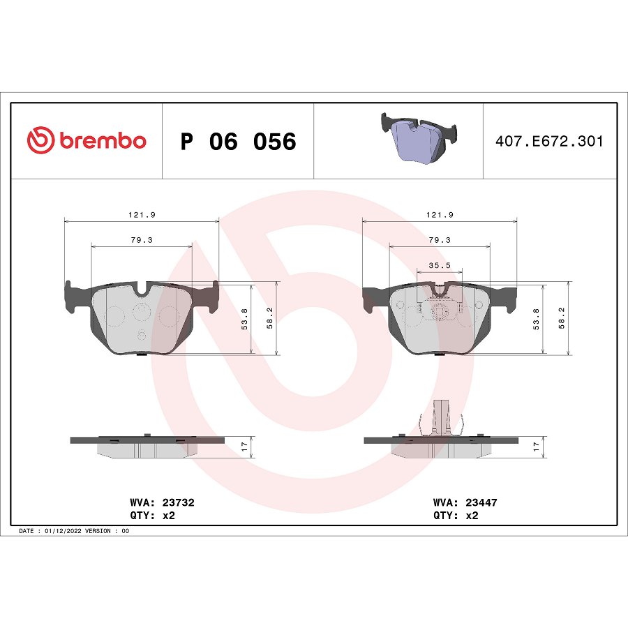 4 Plaquettes De Frein Brembo P06056