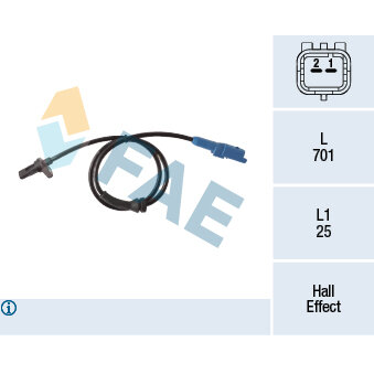 Capteur De Vitesse De Roue Abs Fae 78308