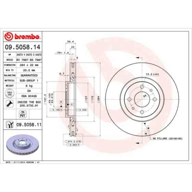 2 Disques De Frein Brembo Vernis Uv 09.5058.11