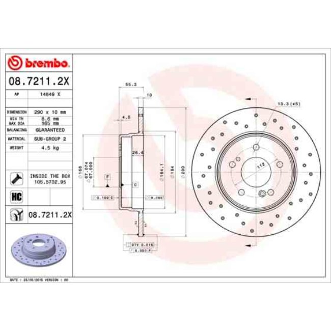 2 Disques De Frein Brembo Xtra Vernis Uv 08.7211.2x