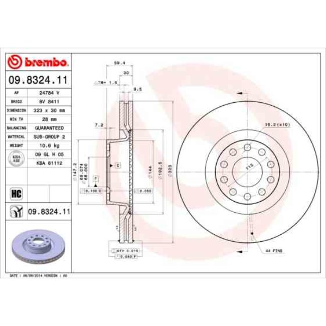 2 Disques De Frein Brembo Vernis Uv 09.8324.11