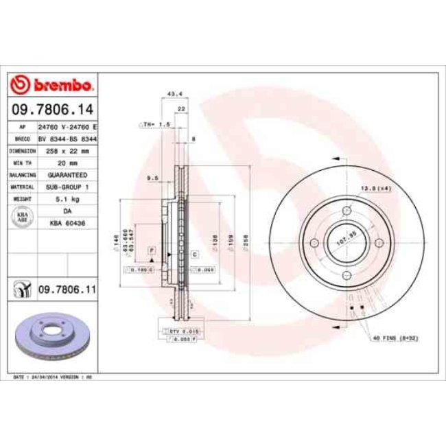 2 Disques De Frein Brembo 09.7806.14