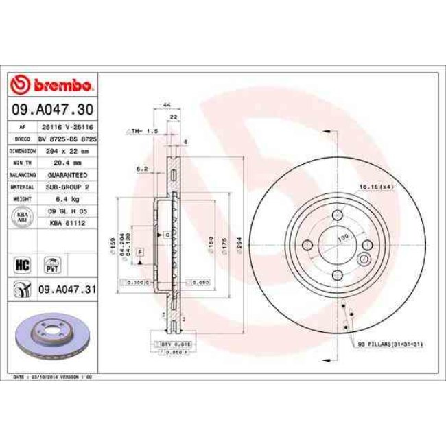 2 Disques De Frein Brembo Vernis Uv 09.a047.31