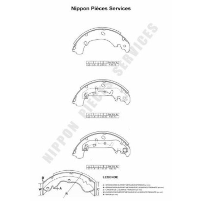 Jeu De 4 Mâchoires De Frein Nps M350a19