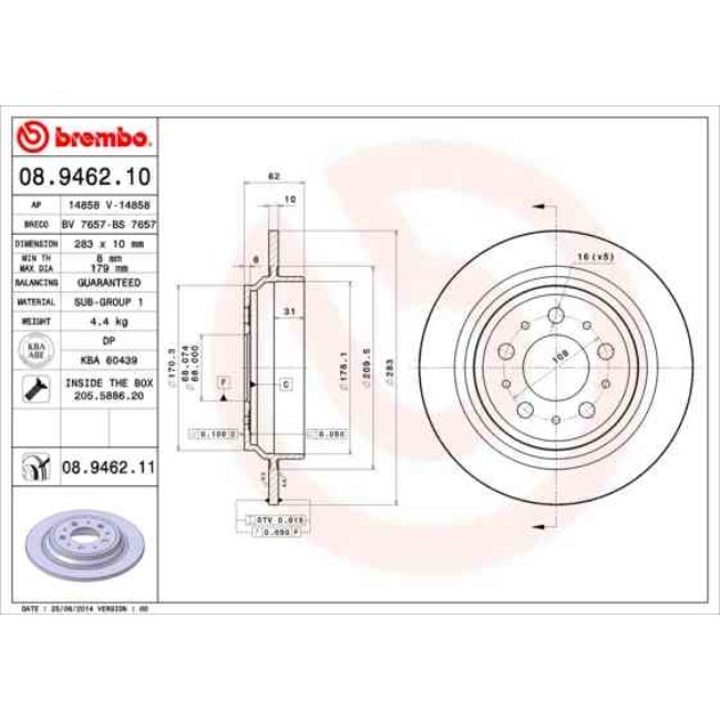 2 Disques De Frein Brembo Vernis Uv 08.9462.11