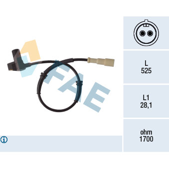 Capteur De Vitesse De Roue Abs Fae 78165f