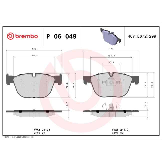 4 Plaquettes De Frein Brembo P06049