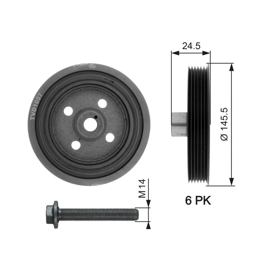 Poulie De Vilebrequin Gates TVD1040 - 6 Gorges - Pour VW, Skoda - Compatible Modèles Liste