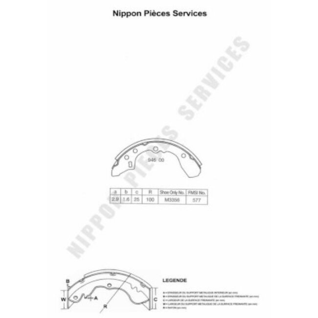 Jeu De 4 Mâchoires De Frein Nps M350a27