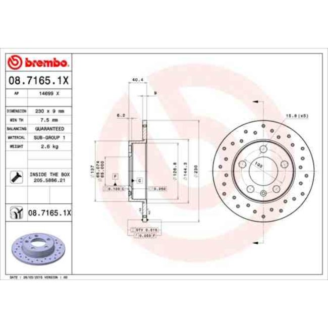 2 Disques De Frein Brembo Xtra Vernis Uv 08.7165.1x