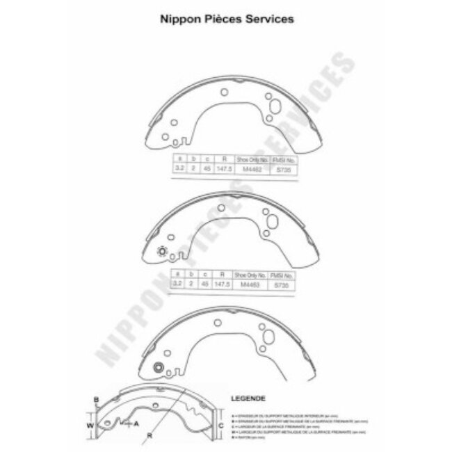 Jeu De 4 Mâchoires De Frein Nps I350u02