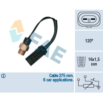 Thermistance FAE F33695 - Capteur NTC - Filetage M12x125 - Vert