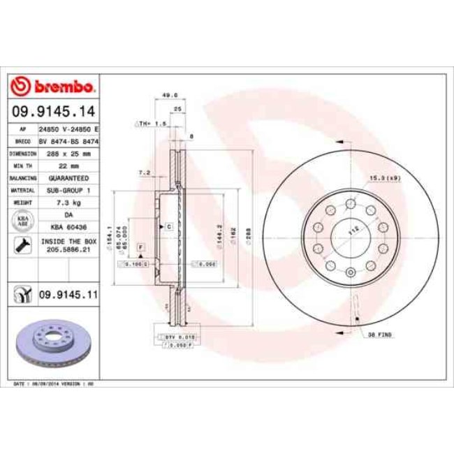 2 Disques De Frein Brembo Vernis Uv 09.9145.11