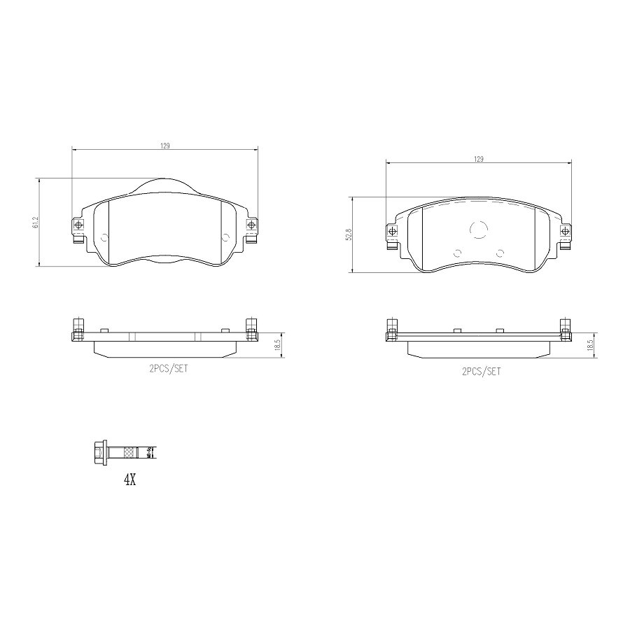 4 Plaquettes De Frein Brembo P61105