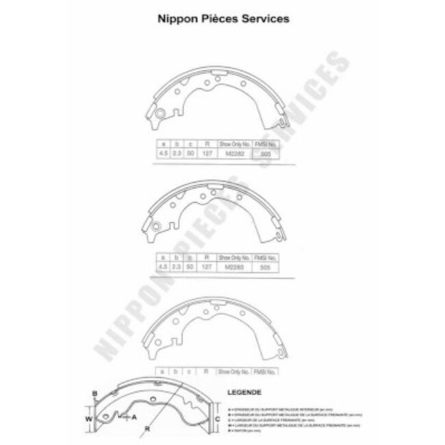 Jeu De 4 Mâchoires De Frein Nps T350a37