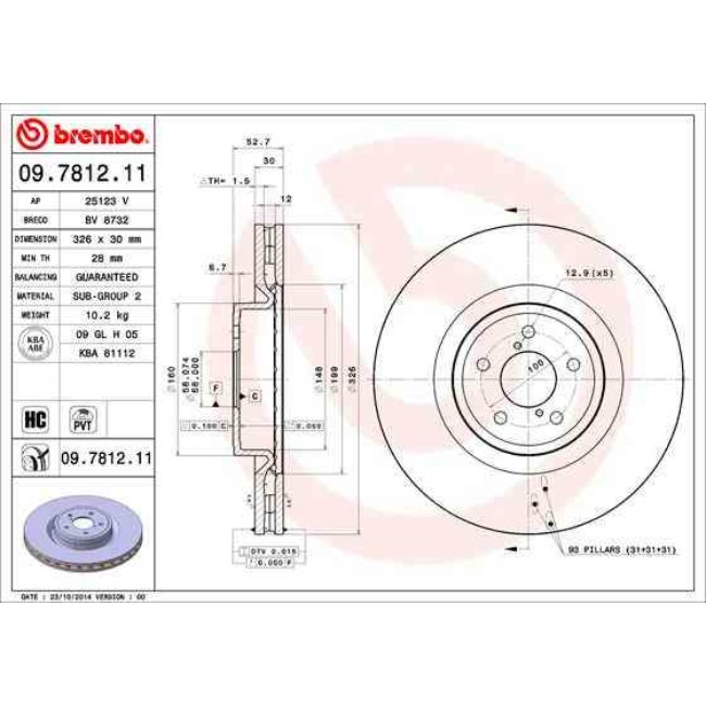1 Disque De Frein Brembo Vernis Uv 09.7812.11