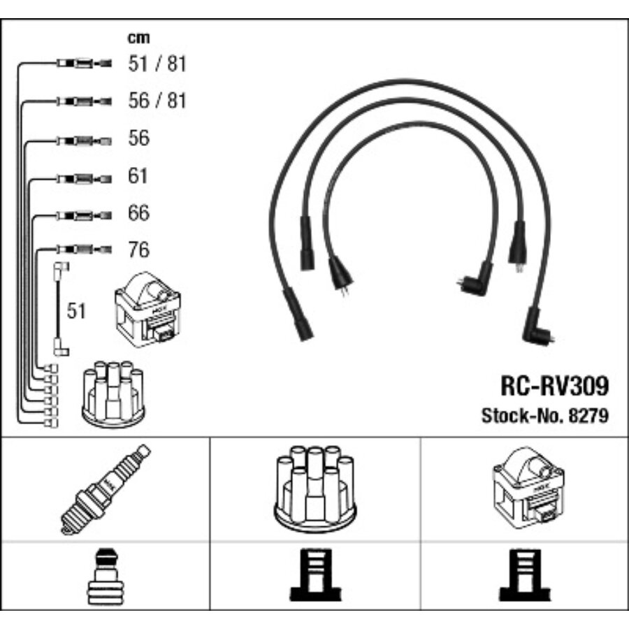 NGK  Fils de bougies / Faisceau d'allumage 8279 LAND ROVER RANGE ROVER