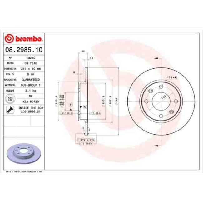 2 Disques De Frein Brembo 08.2985.10