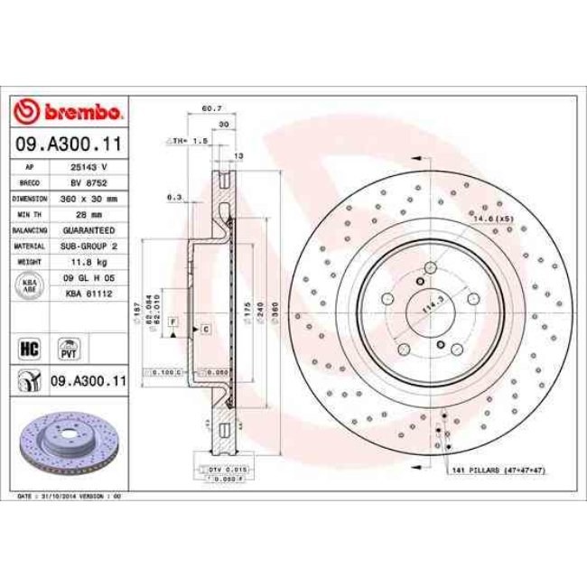 1 Disque De Frein Brembo Xtra Vernis Uv 09.a300.11