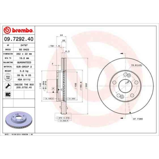 2 Disques De Frein Brembo 09.7292.40