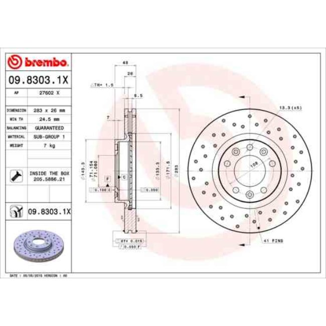 2 Disques De Frein Brembo Xtra Vernis Uv 09.8303.1x