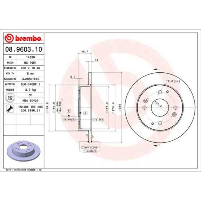 2 Disques De Frein Brembo 08.9603.10