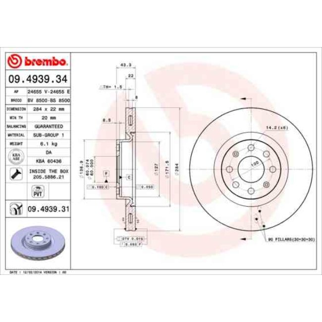 2 Disques De Frein Brembo Vernis Uv 09.4939.31
