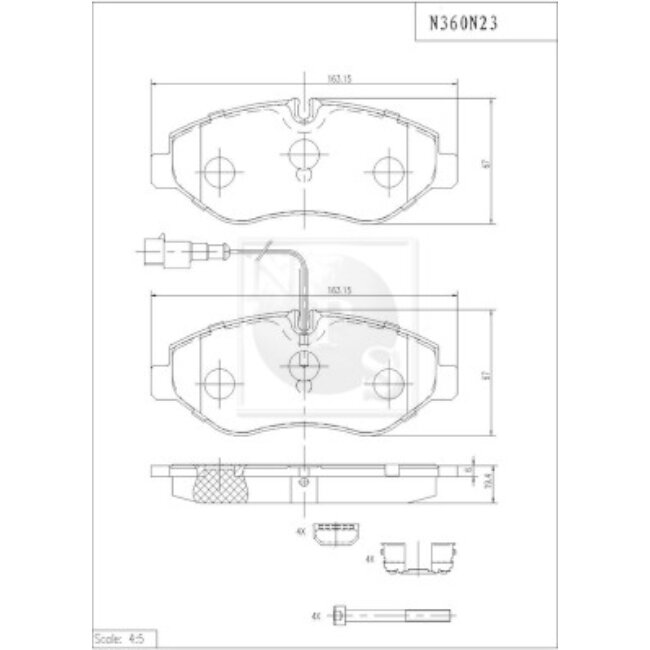 4 Plaquettes De Frein Nps N360n23