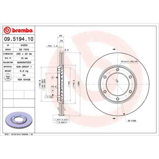 2 Disques De Frein Brembo 09.5194.10