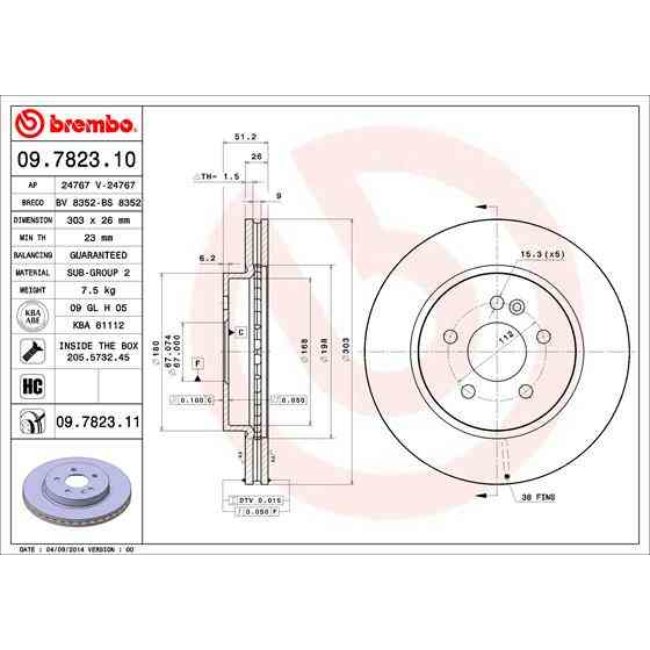 2 Disques De Frein Brembo Vernis Uv 09.7823.11
