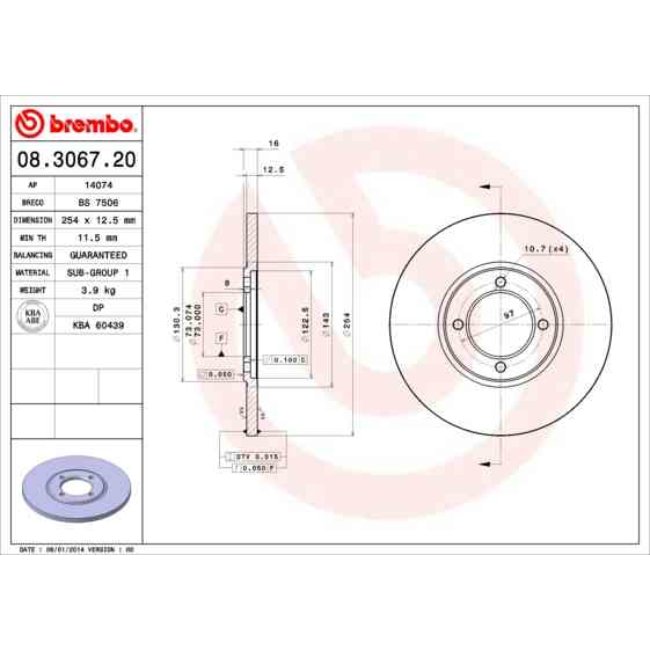 2 Disques De Frein Brembo 08.3067.20