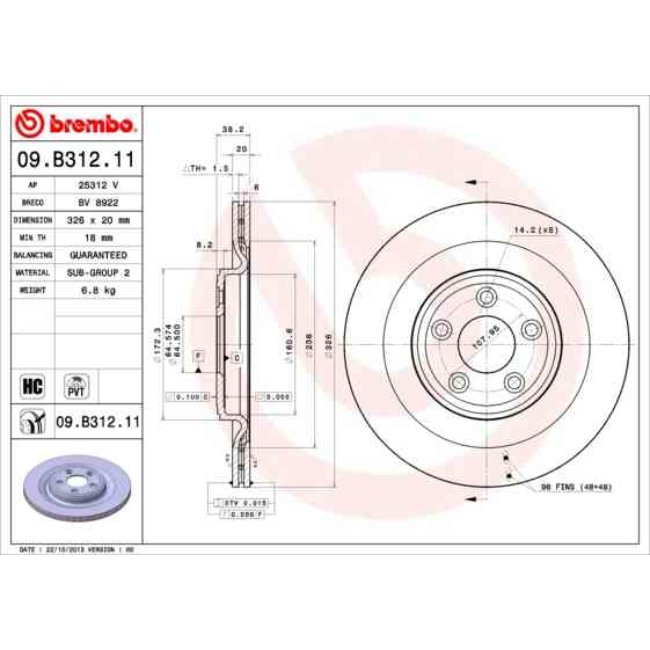 2 Disques De Frein Brembo Vernis Uv 09.b312.11