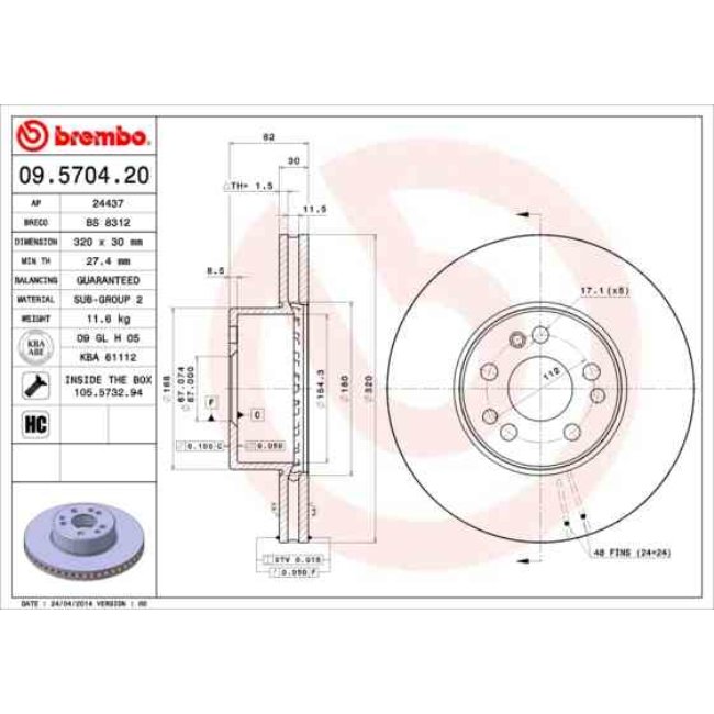 2 Disques De Frein Brembo 09.5704.20